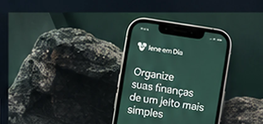 Aplicativo financeiro apresentado em um dispositivo móvel